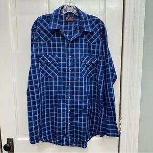 Plains tall man western wear pearl snap long sleeve shirt men's lt large tall